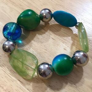 𝅺SPARKLE Shiny Silver & Green Bracelet
